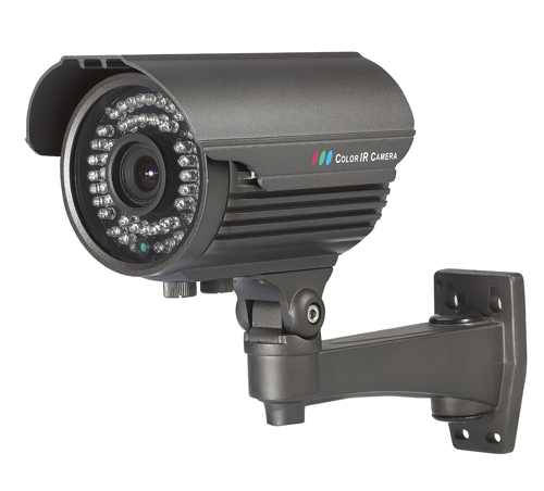 Outdoor weatherproof varifocal IR bullet camera with wall mount