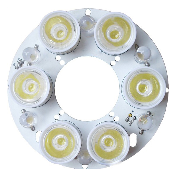 LED ring board with 6 white light array LEDs  for large cctv camera 