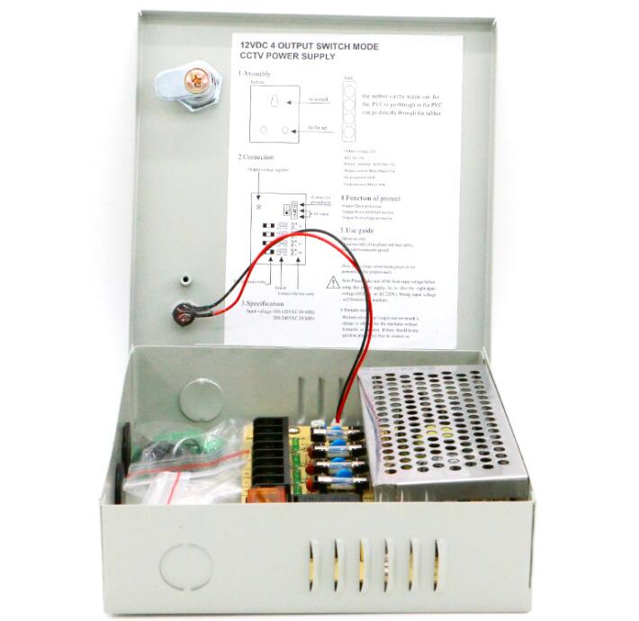 4 channel  3A  12V power supply box for cctv system 