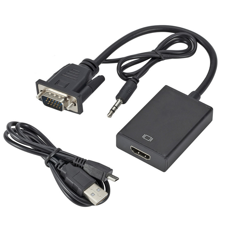 VGA Male To HDMI Output 1080P HD +Audio TV AV HDTV Video Cable Converter