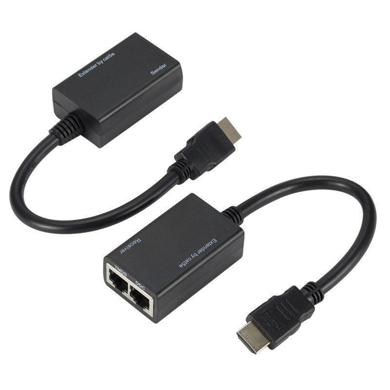 30m HDMI extender with 2 network cables