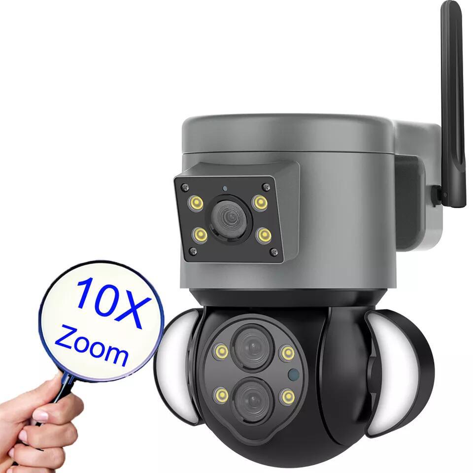 4.0MP  3 lens  wireless  PTZ  camera with 10x zooms